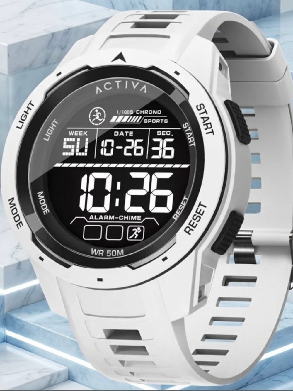 ACTIVA Ranger Digital White Smart Watch Week/Day/Date Ultimate Sports Collection